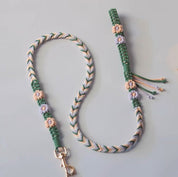 Hand woven pet leash and harness