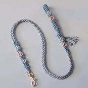Hand woven pet leash and harness