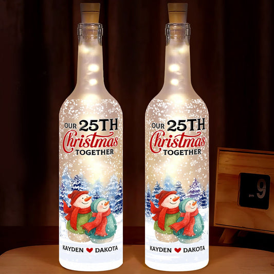 Merry And Bright Together - Personalized Bottle Lamp