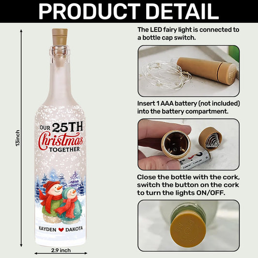 Merry And Bright Together - Personalized Bottle Lamp