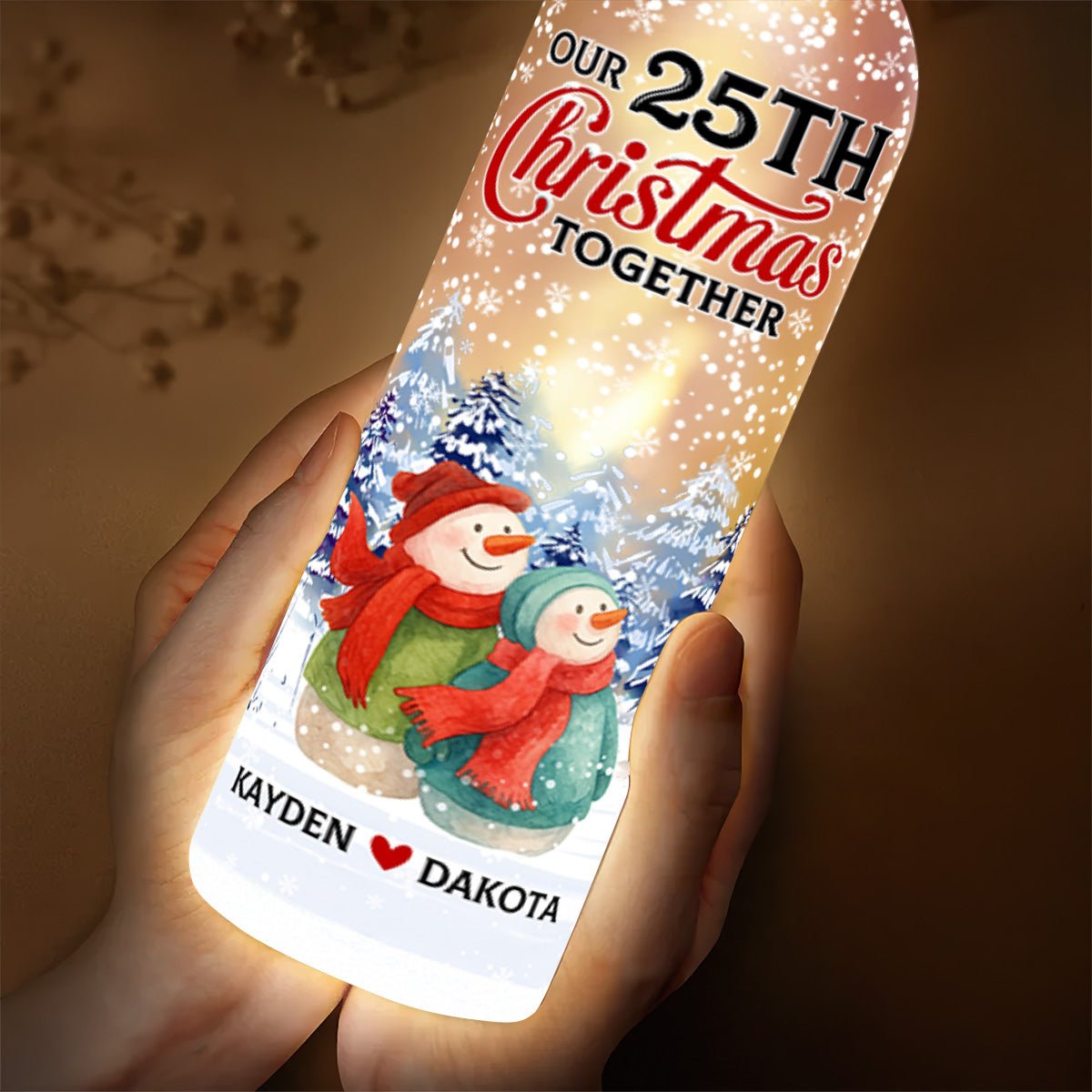 Merry And Bright Together - Personalized Bottle Lamp