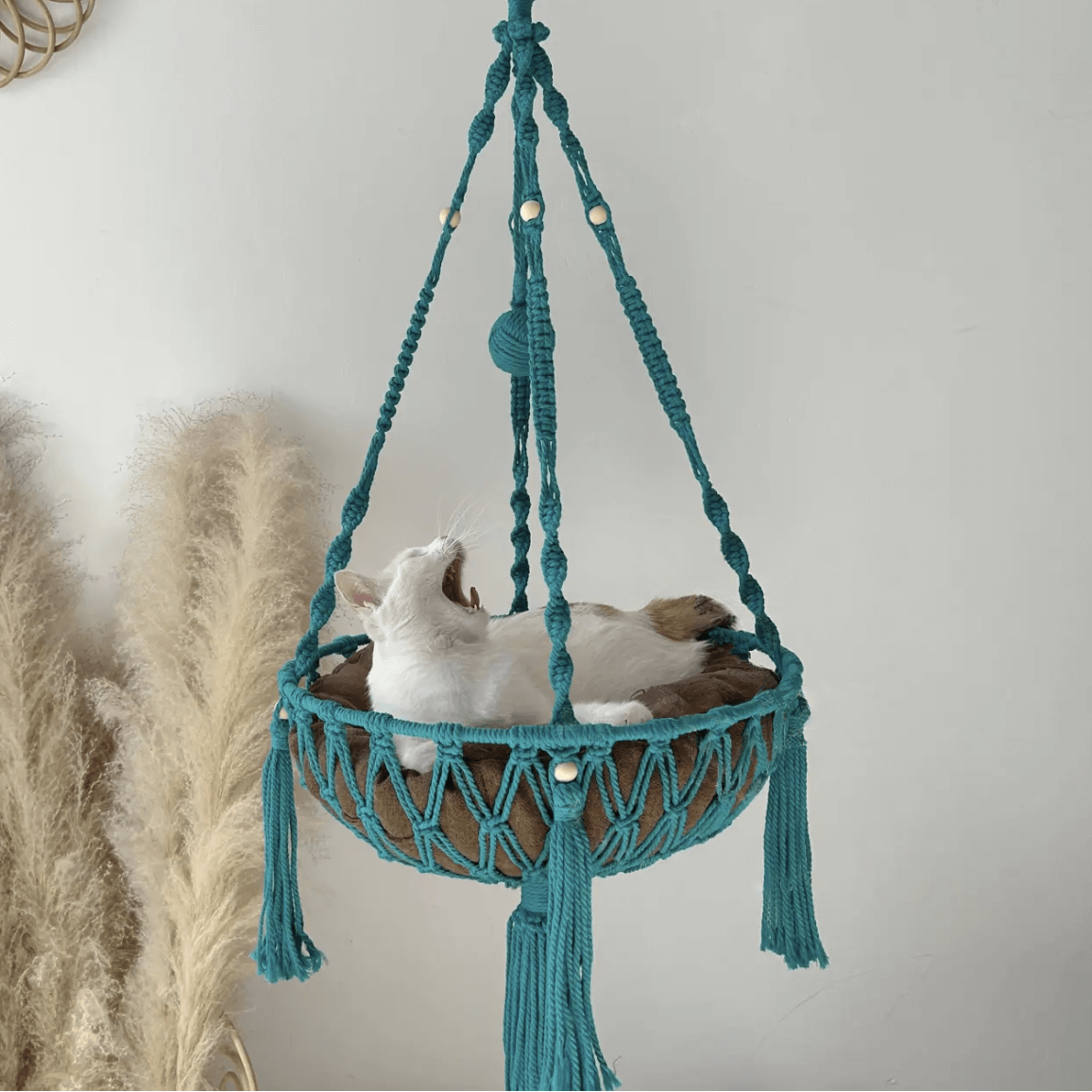 Handmade Boho Macrame Cat Hammock Hanging Cat Bed