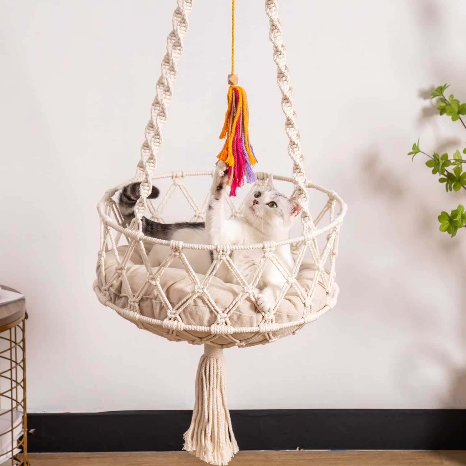Handmade Boho Macrame Cat Hammock Hanging Cat Bed