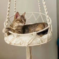 Load image into Gallery viewer, Handmade Boho Macrame Cat Hammock Hanging Cat Bed
