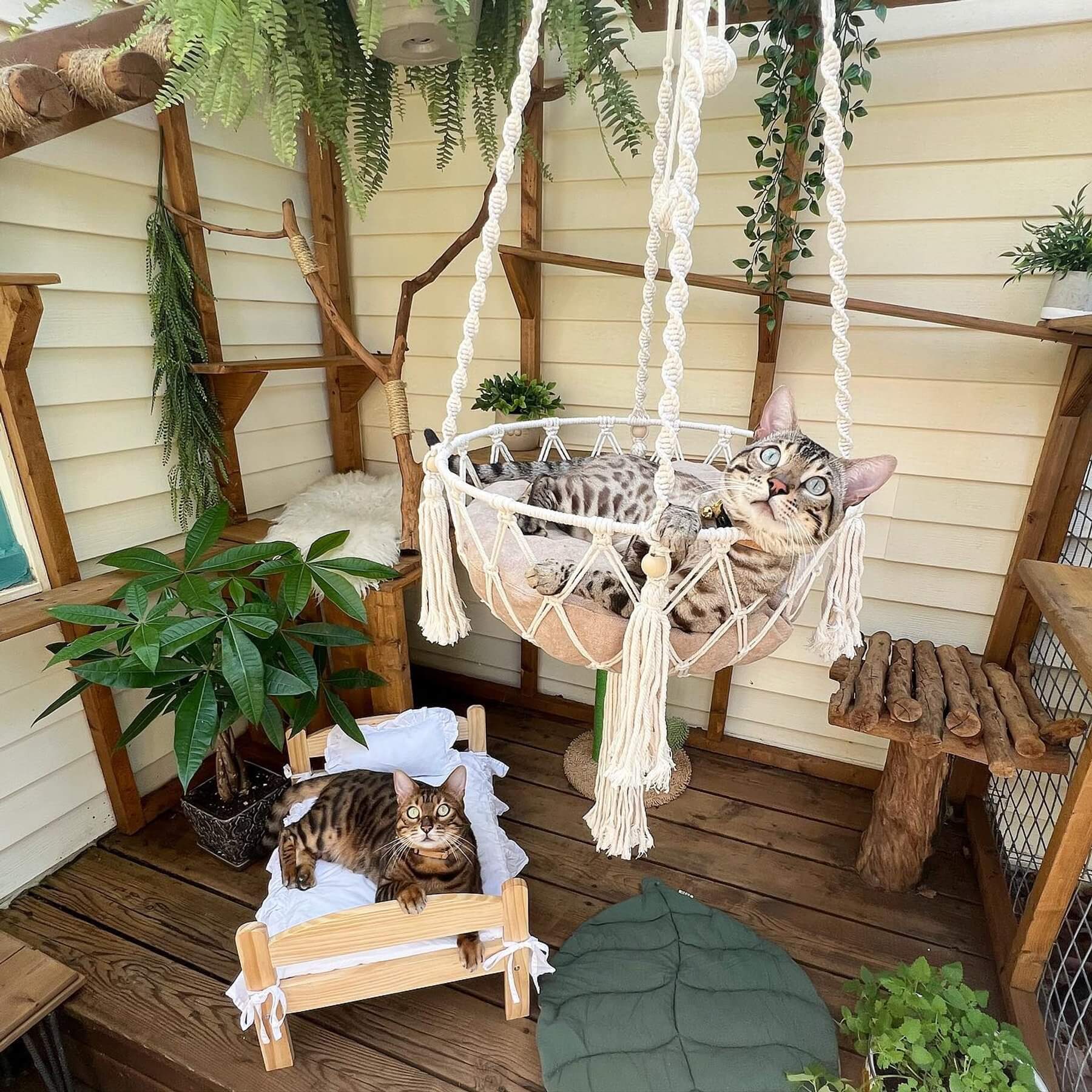 Handmade Boho Macrame Cat Hammock Hanging Cat Bed