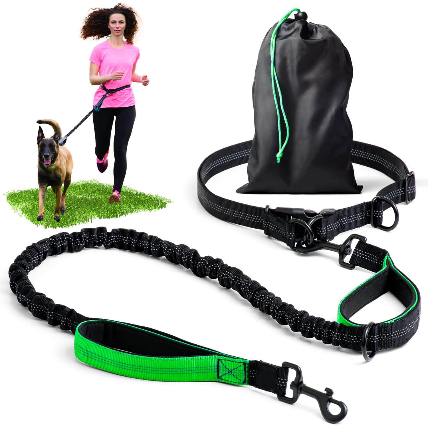 Hands free leash with extra security