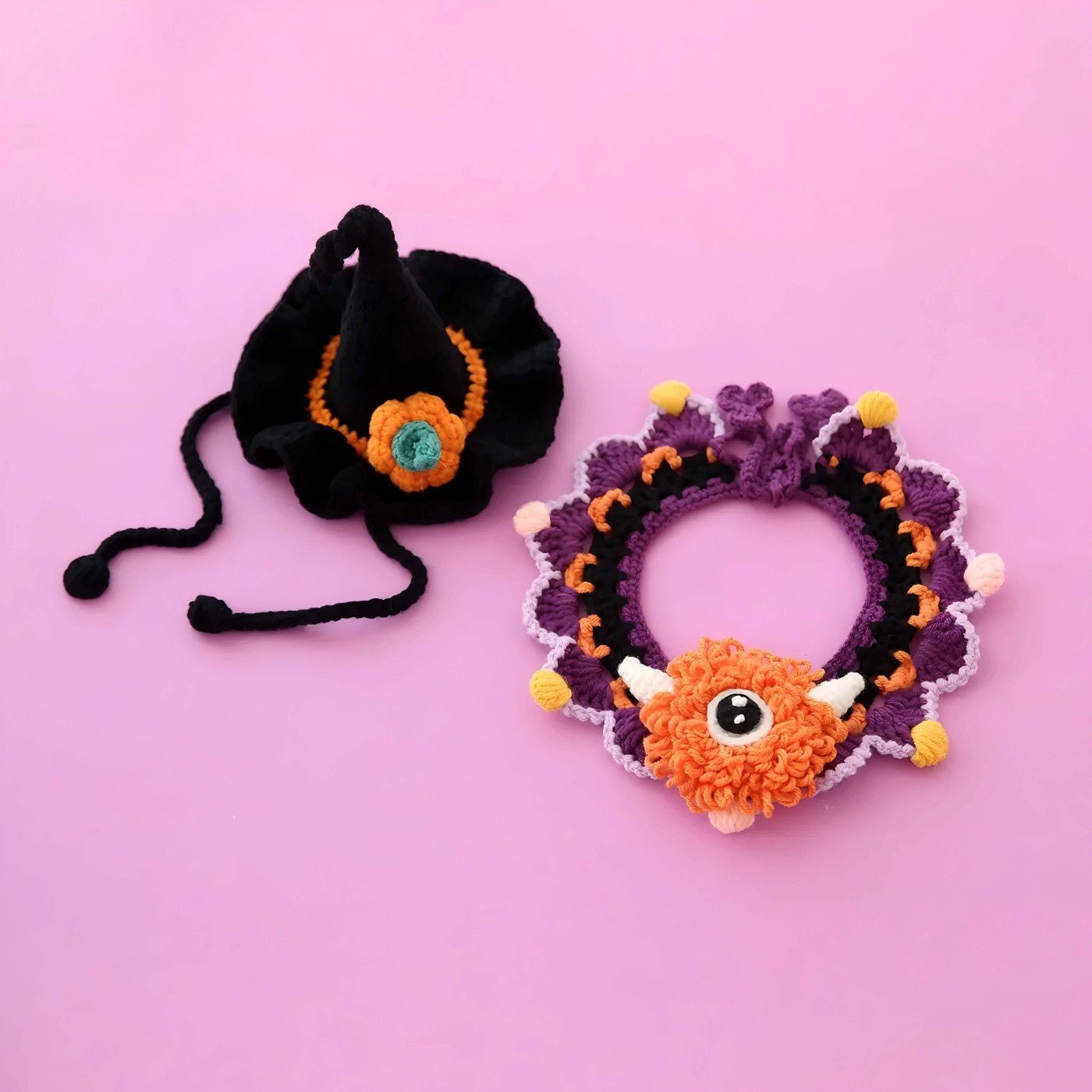 Halloween cat Costumes Halloween Witch Hat And Bib Scarf Set Pet Collar,Pumpkin Beret Hat
